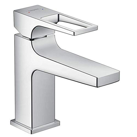 hansgrohe Wasserhahn Metropol (Armatur mit Auslauf Höhe 100 mm und Push-Open Ablaufgarnitur, langer Auslauf 127mm) Chrom