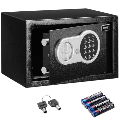 Safe Alarm Safe Tresor für Zuhause - Tresor mit Zahlenkombinationsschloss - Schließfach für Wertsachen - Fassungsvermögen 5L - 20 x 19,5 x 30,5 cm - Stahl - Schwarz