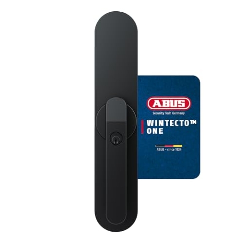 ABUS Fensterantrieb Wintecto One – smarter Fenstergriff für Fenster, Balkon- und Terrassentür – mit Alarmfunktion – einfache Montage ohne Bohren – Schwarz, verschiedenschließend