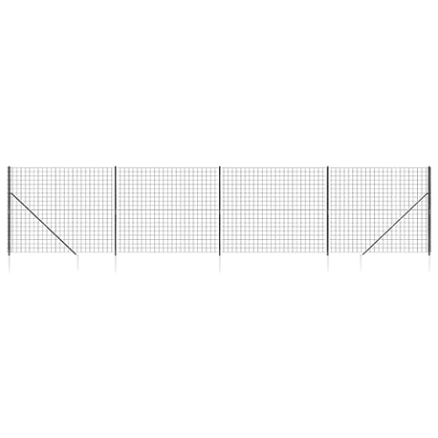 vidaXL Maschendrahtzaun, Gartenzaun Wildzaun mit Bodenhülsen PVC Beschichtung, Drahtzaun Begrenzungszaun für Außenbereich, Drahtgitter Maschendraht, Anthrazit