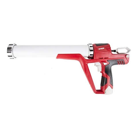 STIER Hochleistungs-Akku-Kartuschenpistole, 3800 N, Kartuschenpresse für 400 / 600 / 310 ml, inkl. 2 x 12 V Akkus & Ladegerät, präzises Aufbringen von Dichtungsmitteln, Silikonspritze für Profis,