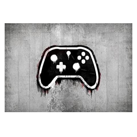 Fototapete Gaming für Gamer Spielekonsole Kinderzimmer Betonoptik Jungen Jungs Wandtapete Vlies Tapete UV-Beständig Montagefertig (368x254 cm - 4 Bahnen)