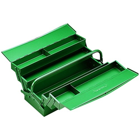 STAHLWILLE 446/08 Tragekasten zur Werkzeugaufbewahrung l Robuste Werkzeugkiste aus Stahlblech mit 5 Fächern l 530 x 200 x 200 mm