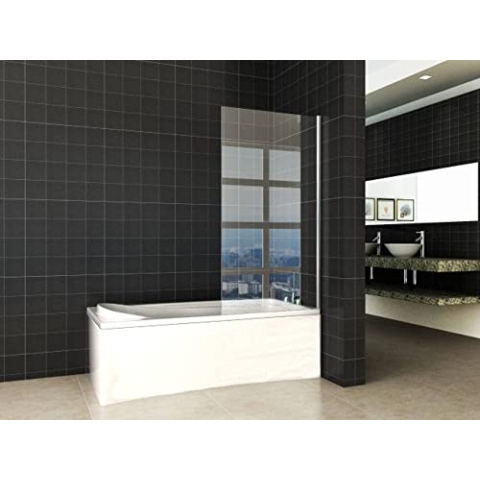 Saqu Duschwand für Badewanne 80x150 cm Nano Glas Aluminium
