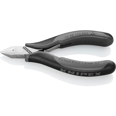 KNIPEX Elektronik-Seitenschneider ESD mit durchgestecktem Gelenk mit Mehrkomponenten-Hüllen 115 mm 77 32 115 ESD