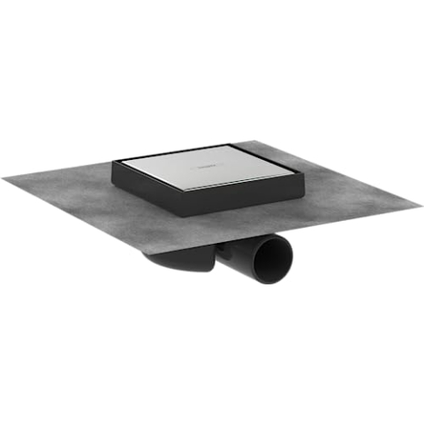 hansgrohe Komplettset Punktablauf RainDrain Spot, Bodenablauf Dusche 15 x 15cm, rückseitig befliesbar Edelstahl gebürstet