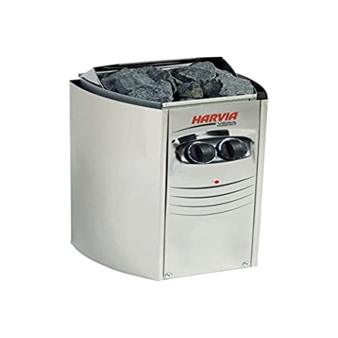Harvia SN-HARVIA-PO35 Elektroherd für Sauna Vega Kollektion Compact 3,5 kW mit Unterputz Control BC35 2 4,5 m³ L 28 x 29,5 x H 50,5 cm, Silber, 3.5