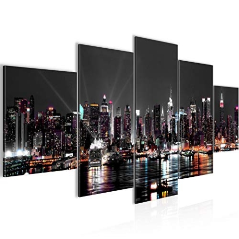 Runa Art - Bilder New York City 200 x 100 cm 5 Teilig XXL Wanddekoration Design Bunt 601951a