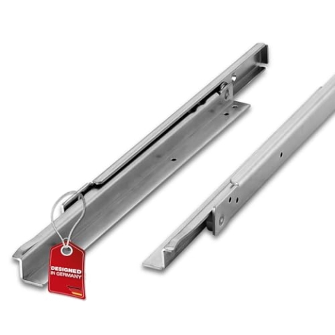 SOTECH Schubkastenauszug Schwerlast Rollenführung Teilauszug 1000 mm Schubladen-Schiene Stahl verzinkt, aufliegende Montage speziell für hohe Belastungen bis 100 kg im Möbel- und Maschinenbau