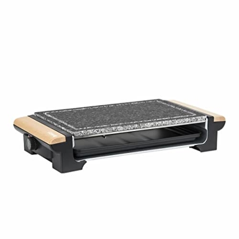 H.Koenig 2 in 1 Elektrogrill und Kochstein für 8 Personen RP320 Multifunktion, Großer Granitstein, Elektrisches Grillen von Fleisch und Gemüse Tischgrill, Herausnehmbare Schale, Einfache Reinigung