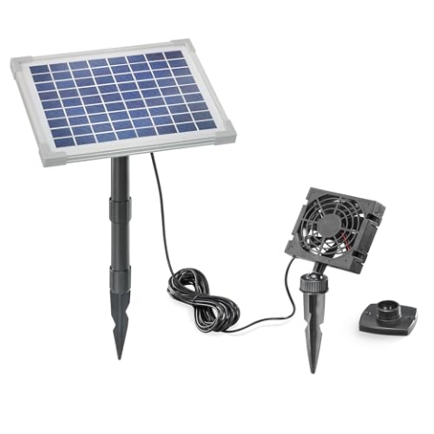 esotec Solar Lüfterset FreshAir, 18V/DC 5W, Luftstrom 90m3, Solarventilator Belüftungsset, Ventilator Gewächshaus, Lüftersystem, Lüfter 92x92mm, 101862