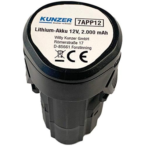 Kunzer 7APP12 Lithium-Akku 12V, 2000 mAh - Leistungsstark und kompakt für verschiedene Werkzeuge - wiederaufladbar