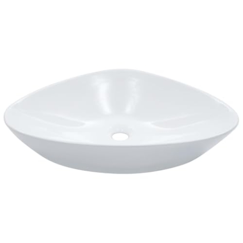 vidaXL Waschbecken Aufsatzwaschbecken Waschtisch Waschplatz Handwaschbecken Waschschale Aufsatzbecken Becken Badezimmer 58,5x39x14cm Keramik Weiß