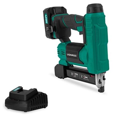 VONROC 2in1 Akku Tacker & Nagelpistole für Holz - 20V Nagler Mit 1000 Nägel & Tackerklammern, 30 Schuss pro Minute, Variable Schlagkraft - Inkl. 4Ah Akku und Ladegerät
