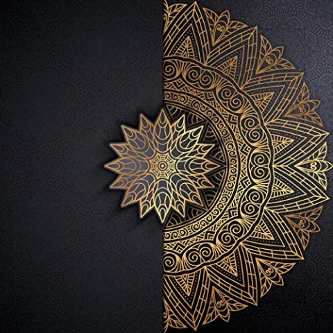 Forwall - Vlies Fototapete Wanddeko Mandala Orient - Schwarz Gold 416x254 cm - Fototapeten - Tapeten - für Wohnzimmer Schlafzimmer - Vliestapete Wandtapete Tapete 3D Effekt- inkl. Kleister
