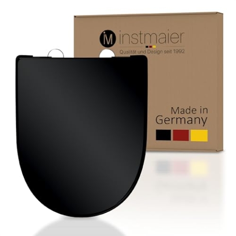 instmaier | D-Form | Toilettendeckel mit Absenkautomatik | schwarz glänzend | Made in Germany | Toilettensitz aus Duroplast | Leicht abzunehmende Toilettenbrille | WC-Sitz stabil bis 250kg