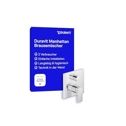 Duravit Manhattan Duscharmatur Unterputz für 2 Verbraucher mit Umstellventil, Einhebel-Brausemischer mit Keramikmischsystem, Chrom