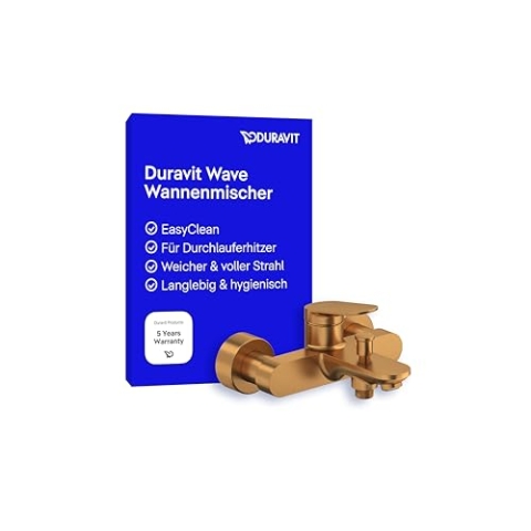 Duravit Wave Wannenarmatur Aufputz für 2 Verbraucher, Einhebel-Wannenmischer mit Keramikmischsystem und Rückflussverhinderer, Bronze Gebürstet