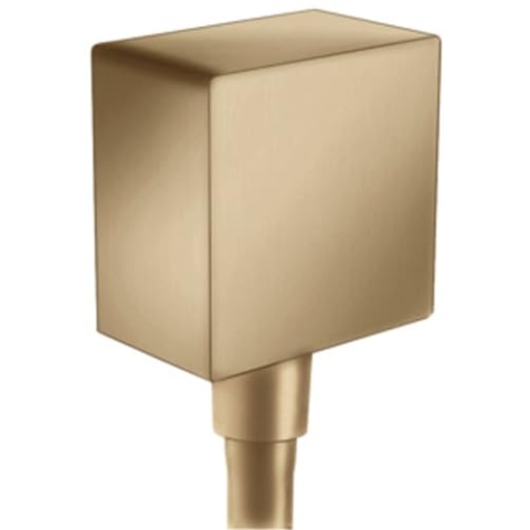 hansgrohe Schlauchanschluss FixFit Square, Wandanschluss mit Rückflussverhinderer, Brushed Bronze