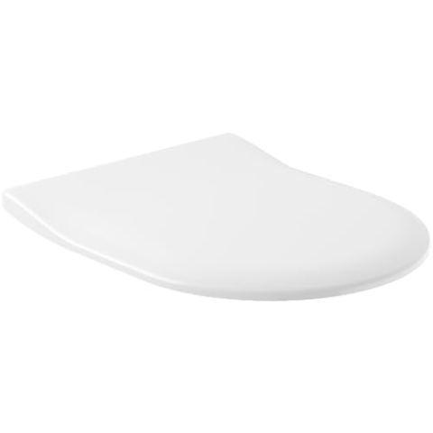 Villeroy & Boch Subway WC-Sitz SlimSeat, Toilettendeckel mit Absenkautomatik, abnehmbarer Toilettensitz aus bruchsicherem Duroplast, Klodeckel Original Ersatzteil, D-Form, Weiß Alpin, glänzend