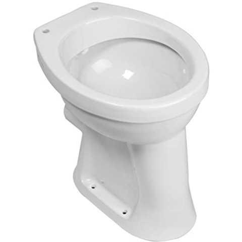 Saqu Ecoline Erhöhtes Stand-WC mit Flachspülung und Horizontalem Abfluss 45,5cm Weiß - Modernes und komfortables WC für Ihr Badezimmer