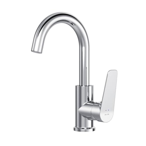 Waschtischarmatur Hoch mit Drehbarem Auslauf - Wasserhahn Bad 360° Schwenkbar - Waschtischmischer Langer Auslauf 180mm - Mischbatterie Waschbecken für Küche, Badezimmer - AM.PM Hit FTA02700, Chrom