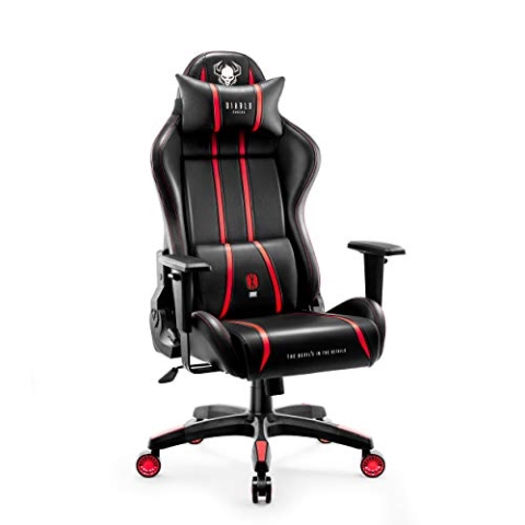 Diablo X-One 2.0 Gaming Stuhl Gamer Chair Bürostuhl Schreibtischstuhl Verstellbare Armlehnen Ergonomisches Design Nacken/-Lendenkissen Wippfunktion Rot Normal (L)