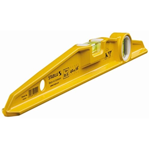 STABILA Wasserwaage Type 81 S, 40 cm, robustes Alu-Druckgussprofil, 1 Horizontal-Libelle, 1 Vertikal-Libelle, Made in Germany, Gelb