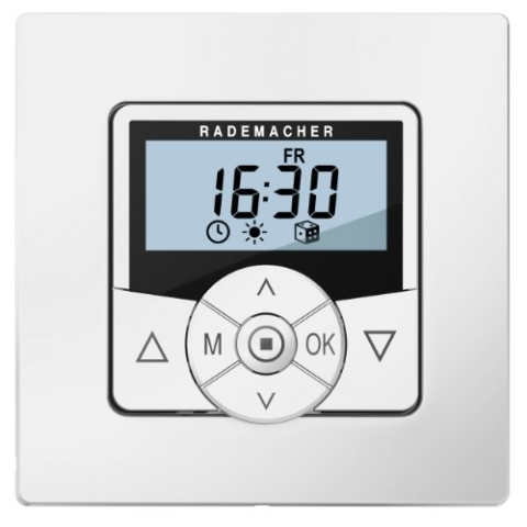 Rademacher Troll Comfort 3D Zeitschaltuhr 5635-UW, 3-Draht-Technik, Steuerung Rollladenmotor mit Raffstore-Funktion, Astroprogramm und Zufallsfunktion, für Rollladen, Ultraweiß/Weiß