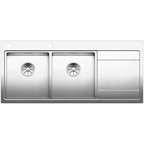 BLANCO DIVON II 8 S-IF | Edelstahl | Einbauart: Einbau von Oben & Flächenbündig | Hauptbecken links | für 80 cm breite Unterschränke | Widerstandsfähig gegenüber Kratzern
