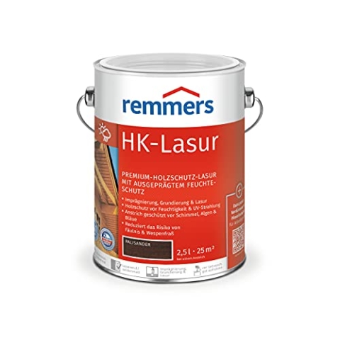 Remmers HK-Lasur 3in1 palisander, 2,5 Liter, Holzlasur aussen, 3facher Holzschutz mit Imprägnierung + Grundierung + Lasur, Feuchtigkeit- und UV-Schutz