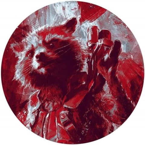 Komar Marvel DOT runde und selbstklebende Vlies Fototapete - Avengers Painting Rocket Raccoon - Ø Durchmesser 125 cm - Kinderzimmer, Wandtattoo - DD1-052