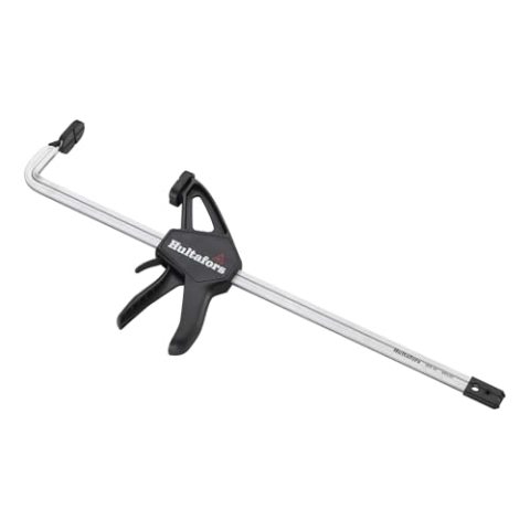 Hultafors Schnellspannzwinge QCX 45 (Spannweite 450 mm, Schnellspannvorrichtung, Schließkraft bis zu 120 kg, gehärtete Stange, Druckplatten mit Raupengummipads) 483241