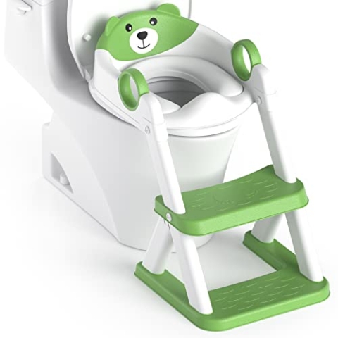 Rabb 1st Toilettenleiter für Kinder, Upgraded Kindertoilette für Jungen und Mädchen, 2 in 1 Kind Toilettensitz mit Treppe, Spritz und Rutschfestes Trittbrett