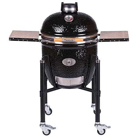 Monolith Classic PRO SERIE 2.0 BLACK inkl. Gestell & Seitentischen Holzkohle Grill Smoker