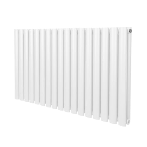 Röhrenheizkörper Oval 600 x 1020mm | Horizontaler Wandheizkörper Paneelheizkörper | Glänzend Weiß Kohlenstoffstahl | Wohn- Badezimmer Küche [Inkl. Reinigungsbürste, Befestigungsset & Halterungen]
