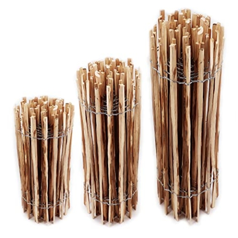 Aquagart Staketenzaun verschiedene Höhen (Haselnuss 15m x 80cm) Lattenabstand 4-6cm Gartenzaun Kastanienzaun aus Haselnuss Langlebiger Holzzaun Holz Zaun mit doppelter Drahtumspannung Rollzaun