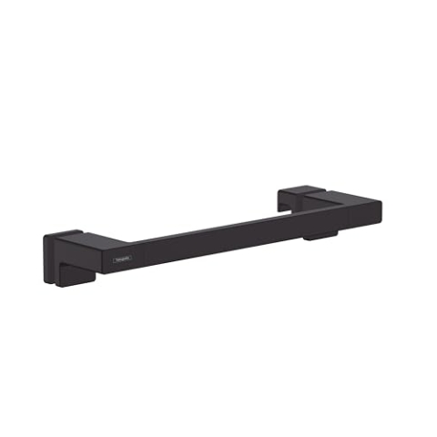 hansgrohe AddStoris - Duschtürgriff, Haltegriff Dusche, Handtuchhalter, Badetuchhalter, verdeckte Befestigung, Badezimmer Zubehör, Mattschwarz, 41759670