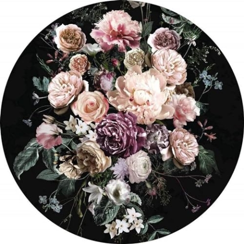 Komar DOT runde und selbstklebende Vlies Fototapete Enchanted Flowers - Ø Durchmesser 125 cm - 1 Stück - Blumentapete, Wandtapete, Wandbild, Wandbelag, Designtapete - D1-030