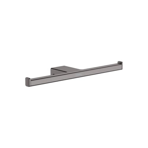 hansgrohe AddStoris - Toilettenpapierhalter doppelt, Klopapierhalter für Wandmontage, Klorollenhalter, verdeckte Befestigung, Badezimmer Zubehör, Brushed Black Chrome, 41748340