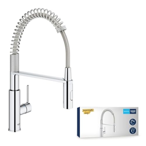 GROHE Get - Einhand- Spühltischbaterrie (mit herausziehbarer Brause, Profi Brause, einfache Rückführung), chrom, 30361000