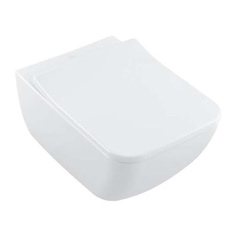 Villeroy & Boch Collaro Combi-Pack, Wand-Tiefspül-WC mit DirectFlush, mit WC-Sitz SlimSeat, 4626RS; Farbe: Weiß Ceramicplus