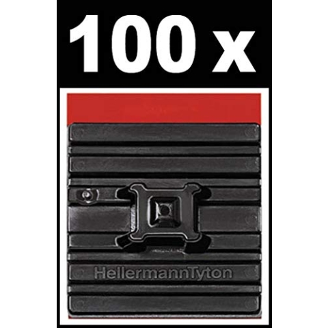 HellermannTyton FMB4APT-A-PA66HS-BK (100) Befestigungssockel selbstklebend 151-02219 Flexibler Sockel, 4fach einfädeln