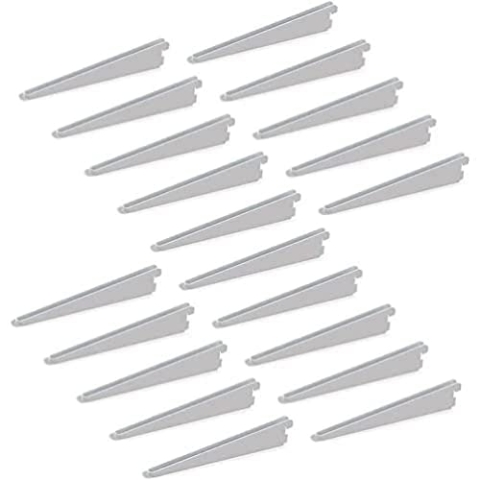Emuca - Regalwinkel für Leistenprofil, doppelte Bohrung, Durchlass 32 mm 220mm, Set aus 20 Stück, Weiß, 170 mm