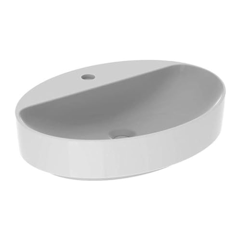 Geberit VariForm Aufsatzwaschtisch oval, 600x450mm, mit Hahnloch, ohne Überlauf, Farbe: Weiß, mit KeraTect - 500.773.00.2