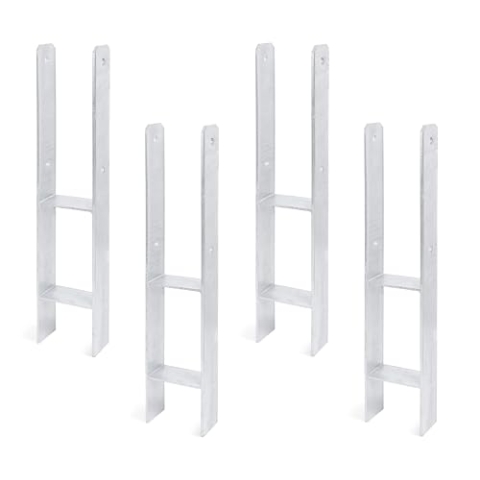 Alberts 203917 4er-Set H-Pfostenträger | feuerverzinkt | lichte Breite 101 mm | Gesamthöhe 600 mm | Materialstärke 5 mm