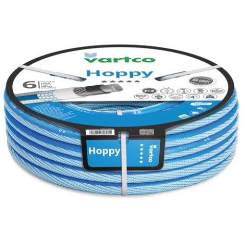 Vartco Hoppy 6-lagiger Gartenschlauc Wasserschlauch Lebensmittelschlauch Anti Twisth Gartenbewässerung Flexibel Flexischlauch UV-beständig 36 Bar (3/4" 30m)