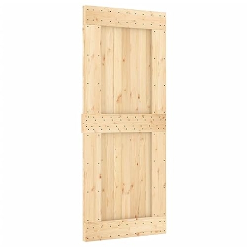 vidaXL Tür, Schiebetür mit Schiebetürbeschlägen, Holztür Schiebetürsystem für Schlafzimmer Scheunen, Innentür Zimmertür, Massivholz Kiefer