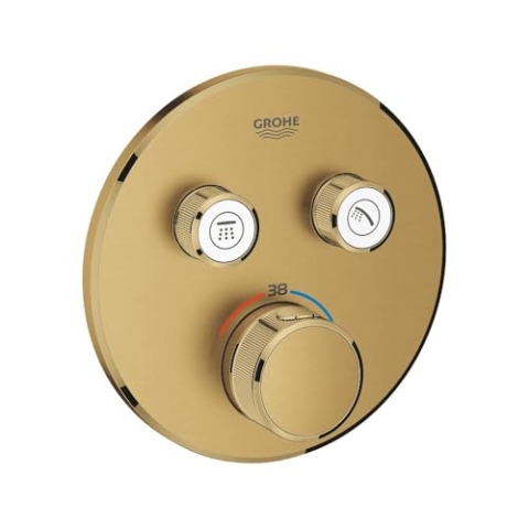 Grohe Grohtherm SmartControl Thermostat mit zwei Ventilen, runde Wandrosette, Farbe: Cool Sonnenaufgang gebürstet - 29119GN0