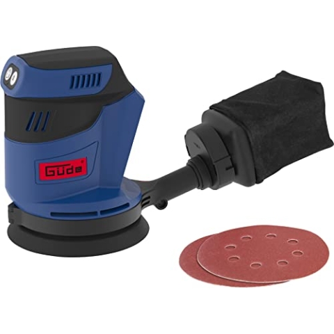 Güde Akku Exzenterschleifer EXS 18-0 (18 V, Easy-Energy-Exchange, Hochleistungsmotor, 125 mm Schleiffläche, 3-fache Drehzahlregelung, Anti-Rutsch-Handgriffe mit Softgrip, ohne Akku und Ladegerät)